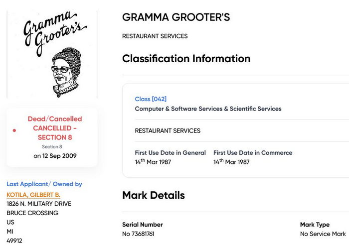 Gramma Grooters - Trademark Info (newer photo)